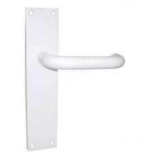 Manivela Puerta 30 Aluminio Blanco Placa Larga