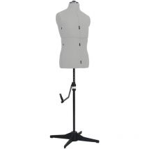 Lexlife - Mannequin de Couture Réglable Homme Avec 13 Molettes de Précision - 37 à 45 Taille Ajustable pour Projet de Couture - Gris
