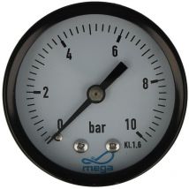 Mega Druckmanometer 0 - 10 bar - 1/4 Zoll Anschluss nach hinten Axial ø 50 mm