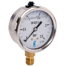 Lbad-Druckmesser aus Edelstahl - vertikaler Anschluss 8x13 - Zifferblatt Ø63mm 0 bis 2,5bar