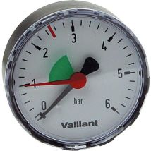 Vaillant – Manomètre chauffage central – Plage de mesure 0-6 bar – Pression max, Quantité par pack, Filetage plomberie, Configuration raccord