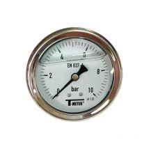 Distrilabo - Manomètre inox bain glycérine Ø63 mâle 8-13 axial 10 bars