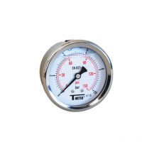 Sferaco - Manomètre boitier inox à bain de glycérine axial Mâle 1/4 (8/13) - Ø63 - Pression 0 / 400 bar