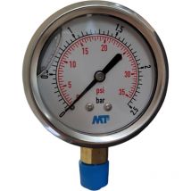 MT - Manometre inox à bain glycerine - 1/4 pouce ø 63 mm 0 - 2,5 bars bk