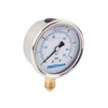 Preciman - Manomètre glycérine inox vertical D63 0/25bar G1/4'