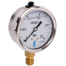 Distrilabo - Man metro en ba o de aceite de acero inoxidable - conexi n vertical 8x13 - Ø63mm dial 0 a 2,5bars