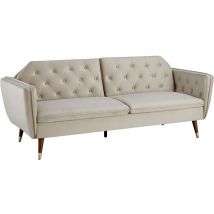 Mobilier Deco - manon - Canapé clic-clac 3 places convertible en tissu velours beige