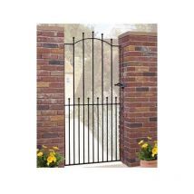 Cannock Gates - Manor Tall Bow Top Single Gate - Solid Steel - Fits Gap of 1067 mm x 1940 mm High - Electro Galvanised/Black Powder Coated