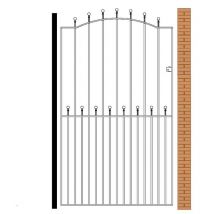 Cannock Gates - Manor Tall Bow Top Single Gate - Solid Steel - Fits Gap of 1220 mm x 1955 mm High - Electro Galvanised/Black Powder Coated