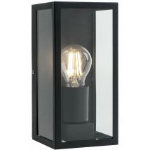 First Choice Lighting - Mansfield - Black with Clear Glass IP44 Outdoor Flush Wall Light - Matt black and clear glass