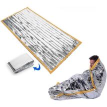 Cyslmuk - Manta de aislamiento de emergencia, manta de rescate plateada de doble cara, manta de protección solar, manta de emergencia, 100 x 200 cm,