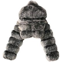 Manteau en fausse fourrure pour femme avec capuche, manteau court à bulles, veste polaire courte et chaude, manteaux d'hiver grande taille pour femme