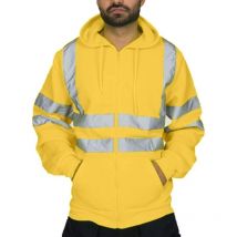 Manteau Homme Hiver Mode Casual Sweat a Capuche Homme Zippe Réfléchissante Hiver Veste Travail Homme Fluo,Taille:XXL,Couleur: Jaune