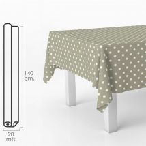 Nappe anti-taches Rouleau de toile cirée 140 cm. x 20 mètres. Pois beiges