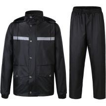 Manteau Vêtements de Pluie, Combinaison de Pluie Imperméable à Capuche, Extérieur Homme Ensemble Veste et Pantalon Imperméables(L)