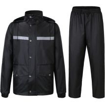Manteau Vêtements de Pluie, Combinaison de Pluie Imperméable à Capuche, Extérieur Homme Ensemble Veste et Pantalon Imperméables(XXL)