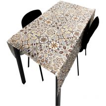 Mantel Composicion pvc Base Poliester Antimanchas Mosaico Marron 140X250 cm