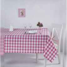 Wellhome - Mantel 160 x 220 cm, diseño de cuadros rosa y blanco