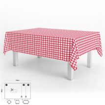 Nappe Anti-tache Rectangulaire Toile cirée 140 x 250 cm. carrés rouges