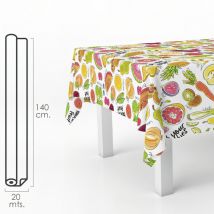 Mantel Hule Rectangular Frutas Fantasia. Impermeable Antimanchas pvc 140 cm. x 20 Metros. Rollo Recortable. Interior y Exterior - Oryx