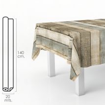 Oryx - Mantel Hule Rectangular Tablones Madera. Impermeable Antimanchas pvc 140 cm. x 20 Metros. Rollo Recortable. Interior y Exterior