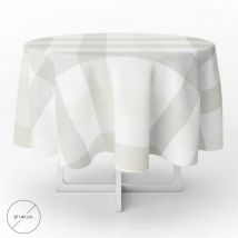 Nappe ronde en toile cirée anti-taches ø 140 cm. Carrés beiges