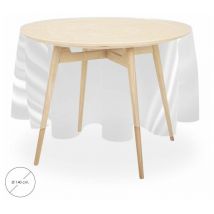 Nappe ronde en toile cirée anti-taches ø 140 cm. Transparent
