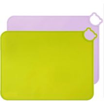 Alovez - Manteles individuales de silicona para niños, aptos para lavavajillas, tapete de comida portátil para niños pequeños, paquete de 2 (verde)