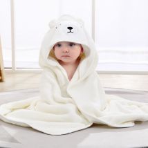 Mantellina da bagnetto con cappuccio, Gita per il bagnetto in cotone con disegno di animali, Telo da bagno per neonato (orso beige)