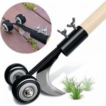 Osuper - Manual Weeder with Wheels Weeding Blade Tool for Weeding Cracks and Crevices Garden Hand Weeder Cleaning Tool
