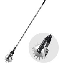 Kinsi - Manueller Unkrautvernichter, Rotierender Rasentrimmer mit Rad, stabiler 3-teiliger Griff aus Edelstahl, 130 cm