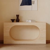 Mobilier Deco - manya - Console rectangulaire marbre d'ingénierie couleur travertin