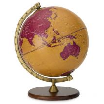 Zoffoli - Mappamondo da Tavolo Scorpius, Legno, Alluminio, Ocra, Borgogna, 33x33x52 cm