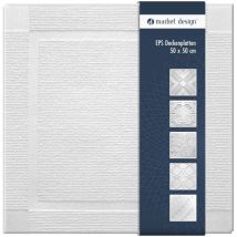 Dalles plafond polystyrène eps blanc 30 décors différents 50x50cm paquet économique: Atlanta, 2 m² / 8 panneaux - Marbet Design