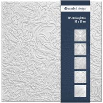 Marbet Design - dalles plafond polystyrène eps blanc 30 décors différents 50x50cm paquet économique: 10 m² / 40 plaques, Monsun