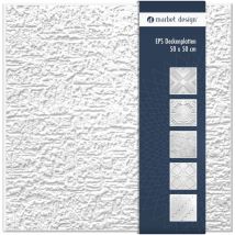 Dalles plafond polystyrène eps blanc 30 décors différents 50x50cm paquet économique: Putz, 2 m² / 8 panneaux - Marbet Design
