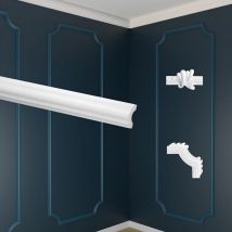 Marbet Design - décoration murale polystyrène blanc - moulures & segments cadre mural: 10 Meter (5 Leisten) (de), Flachleiste E-18 (de)