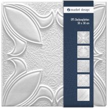 Piastrelle per soffitto in polistirolo eps bianco 50x50cm confezione economica: Irys - con sovrapposizione, Pacchetto Max (miglior prezzo) - Marbet