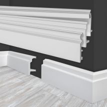 Plinthes en hdps (polystyrène haute densité) blanc, plinthes lumineuses, éclairage indirect led: HF-1 - 108x24 mm (de), 2 Meter / 1 Leiste (de)