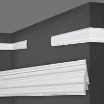 Marbet Design - Plinthes Murales en hdps Plastique Blanc, Corniches Plates, Moulures Décoratives: HW-3 - 47x8 mm (de), 30 Meter / 15 Leisten (de)