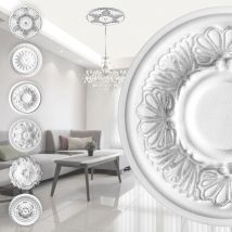 Stuckrosette aus eps Styropor, silber - Deckenrosette Stuck Wanddeko Wohnzimmer: R-17 - ø 28cm - Marbet Design