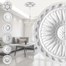 Marbet Design Stuckrosette Aus Eps Styropor, Silber - Deckenrosette Stuck Wanddeko Wohnzimmer: R-16 - Ø 28cm