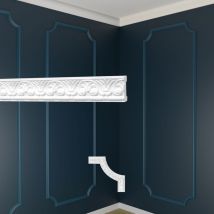 Stuckverzierung Styropor weiß - Wandkasetten Stuckrahmen Rahmung Wandvertäfelung:10 Meter (5 Leisten), Flachleiste B-10 - Marbet Design