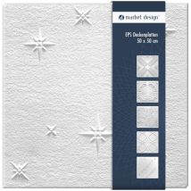 Deckenplatten 50x50cm Styropor eps weiß 34 Dekore, Marbet Deckenverkleidung: 10 m² / 40 Platten, Zima - mit Überlappung