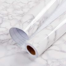 Osqi - Marble Furniture Adhesive Paper 60cm x 500cm Grey White Self Adhesive Wallpaper Waterproof Adhesive Film for Kitchen and Bathroom Countertops