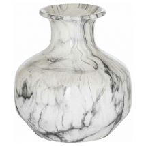 Hill Interiors - Marble Squat Vase - Ceramic - L24 x W24 x H26 cm - Grey/White