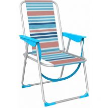 Marbueno - Chaise Pliable Aluminium Rayures Orange et Bleu Plage Piscine 53x56x78 cm