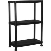Marbueno - tagère 3 Étagères Plastique Noir 61x31x91 cm Jardin 10536