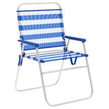 Marbueno Klappliege Aluminium Streifen Blau Und Weiß Strand Und Pool 52x56x80 Cm 10313