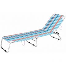 Marbueno - Tumbona Plegable Rayas Naranjas y Azules 187X58X24 cm 10466